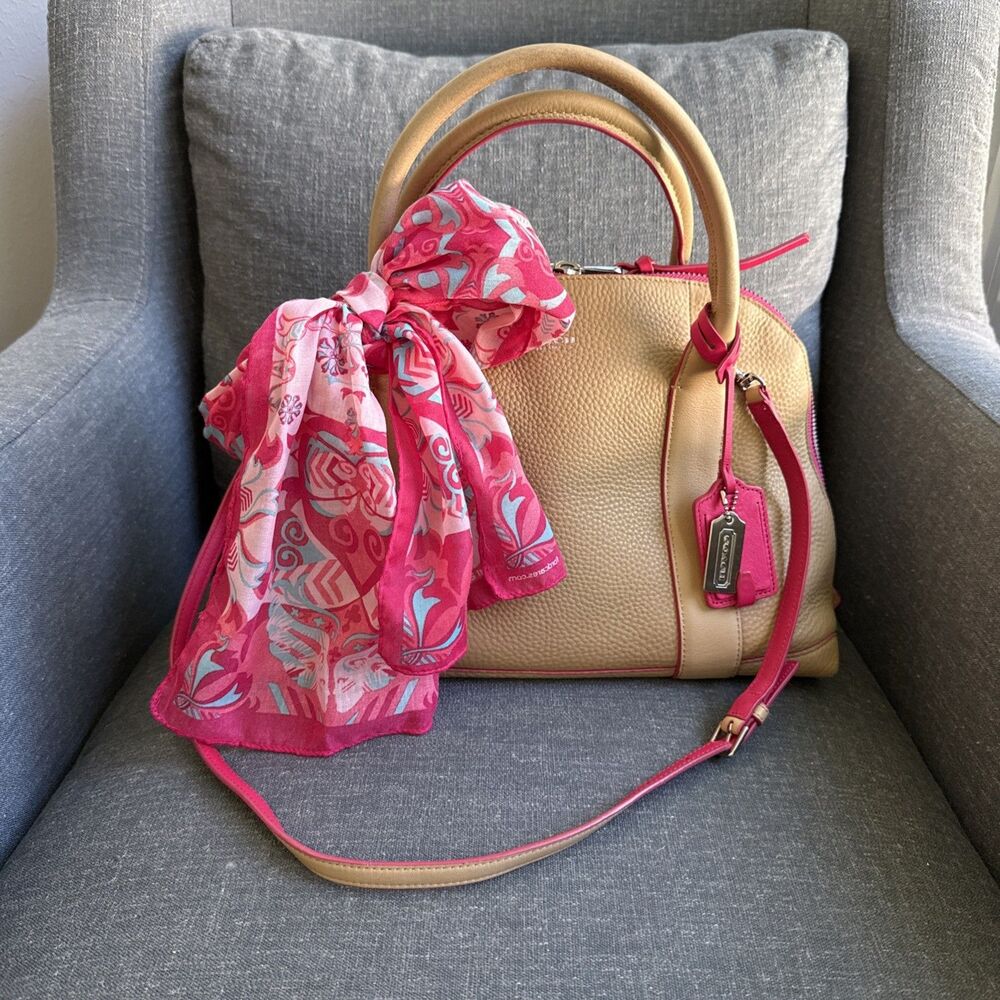 Coach Bleeker Preston Women's Leather Satchel Handbag Camel Pink Large